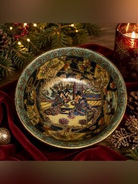 Satsuma Antique Japanese Bowl Signed Shuzan People Hand Painted